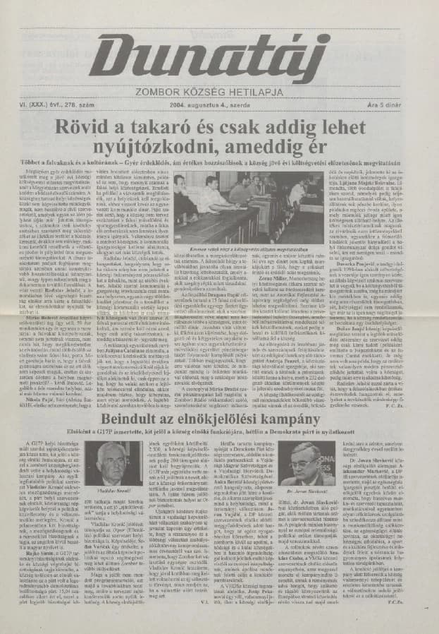 Dunatáj, 6. évf. 2004. augusztus 4. 278. sz.