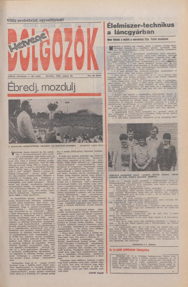 Dolgozók, 40. évf. 1986. május 22. 20. sz.