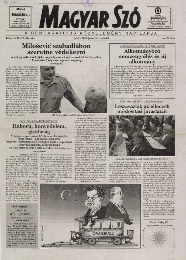 Magyar Szó, 59. évf. 2002. január 31. 25. sz. 1–16. oldal