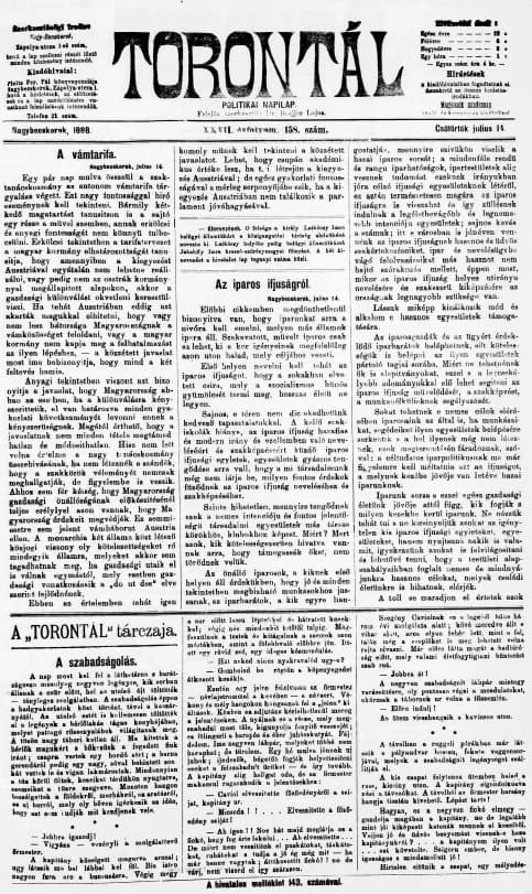 Torontál, 27. évf. 1898. július 14. 158. sz.