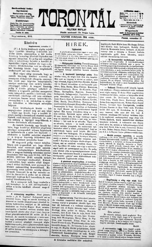 Torontál, 28. évf. 1899. november 17. 264. sz.