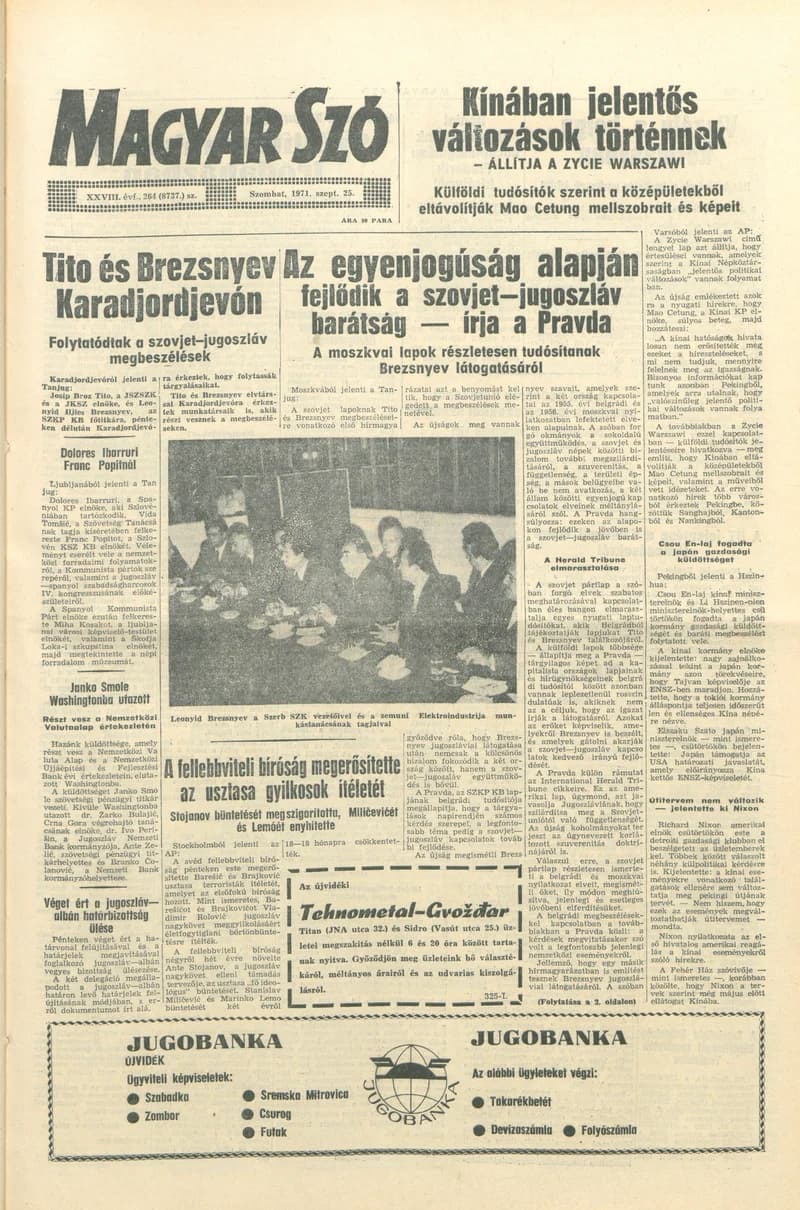 Magyar Szó, 28. évf. 1971. szeptember 25. 264. sz. 1–20. oldal