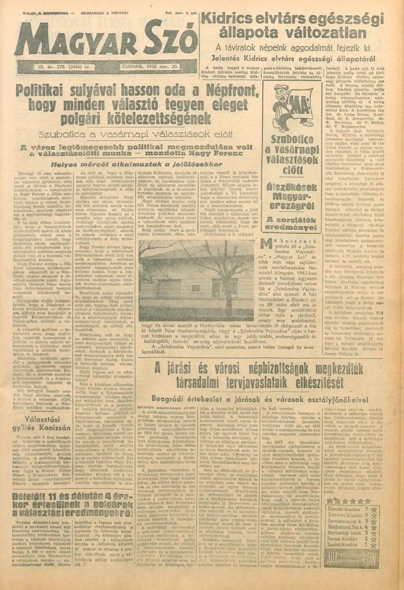Magyar Szó, 9. évf. 1952. november 20. 278. sz. 1–10. oldal