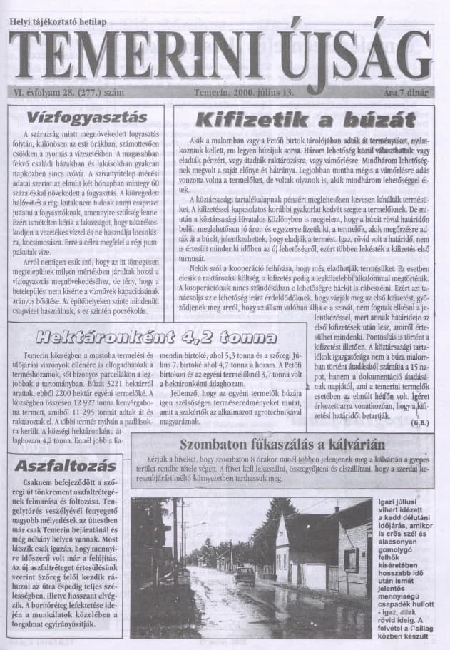 Temerini Újság, 6. évf. 2000. július 13. 28. sz.