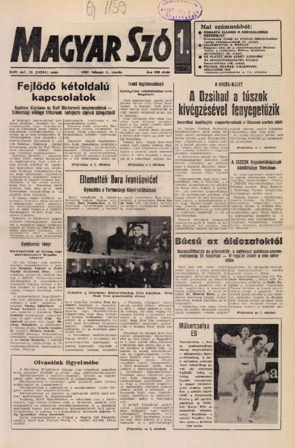 Magyar Szó, 44. évf. 1987. február 4. 33. sz. 1–16. oldal