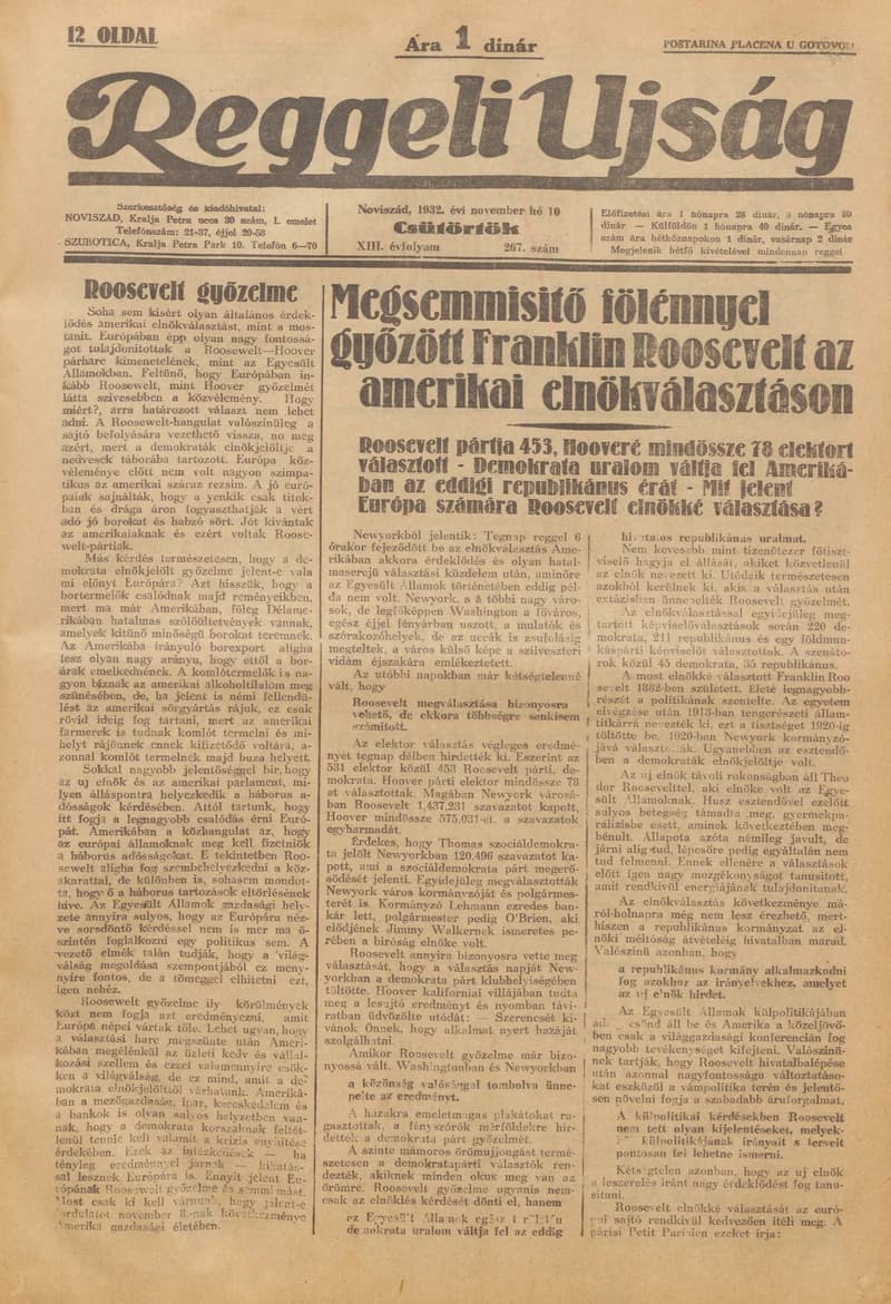 Reggeli Újság, 13. évf. 1932. november 10. 267. sz.