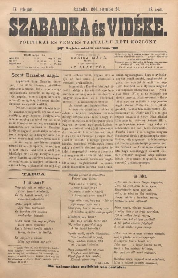 Szabadka és vidéke II, 9. évf. 1901. november 24. 48. sz.