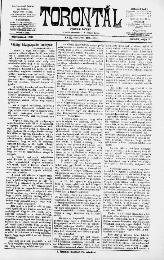 Torontál, 29. évf. 1900. május 3. 102. sz.