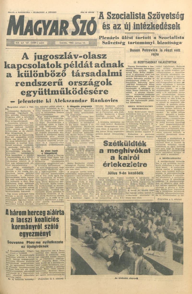 Magyar Szó, 19. évf. 1962. június 13. 161. sz. 1–14. oldal