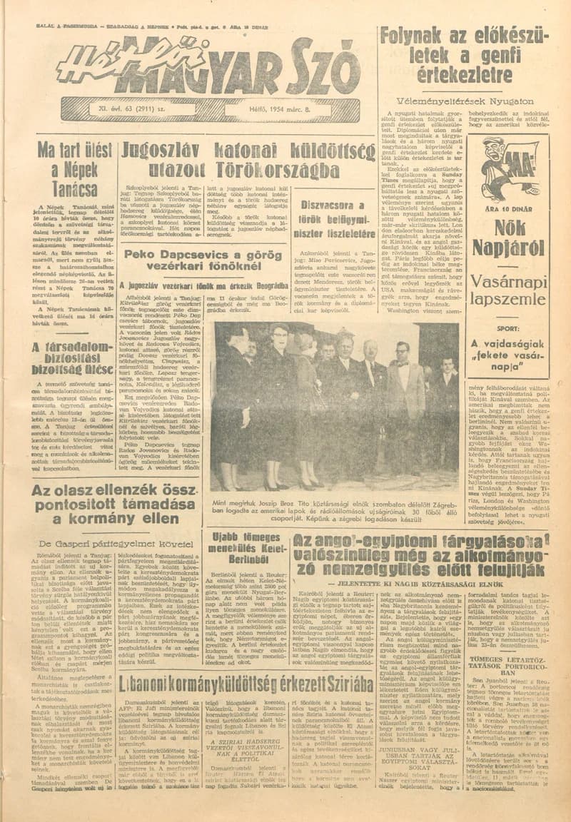 Magyar Szó, 11. évf. 1954. március 8. 63. sz. 1–6. oldal