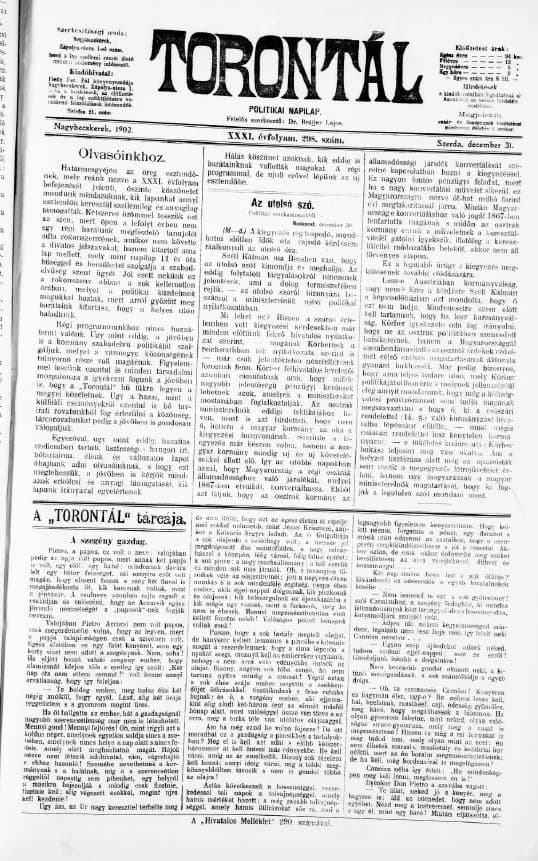 Torontál, 31. évf. 1902. december 31. 298. sz.