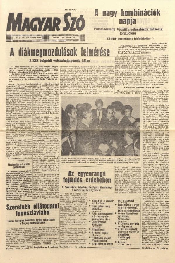 Magyar Szó, 25. évf. 1968. június 26. 174. sz. 1–14. oldal