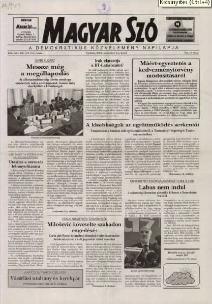 Magyar Szó, 59. évf. 2002. november 12. 268. sz. 1–16. oldal
