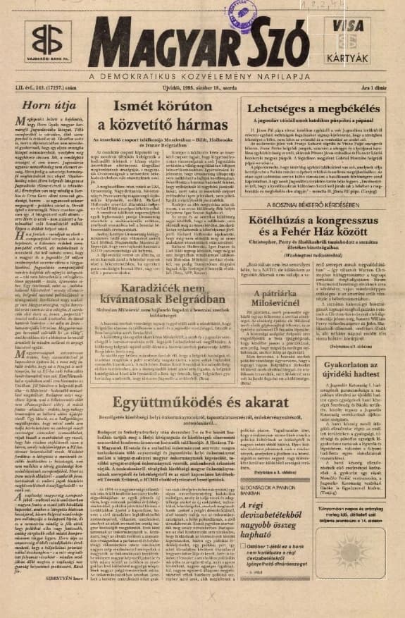 Magyar Szó, 52. évf. 1995. október 18. 243. sz. 1–16. oldal