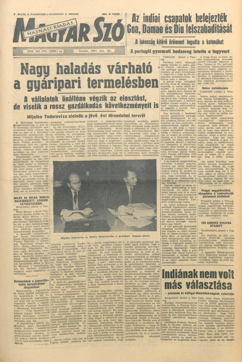 Magyar Szó, 18. évf. 1961. december 20. 315. sz. 1–14. oldal