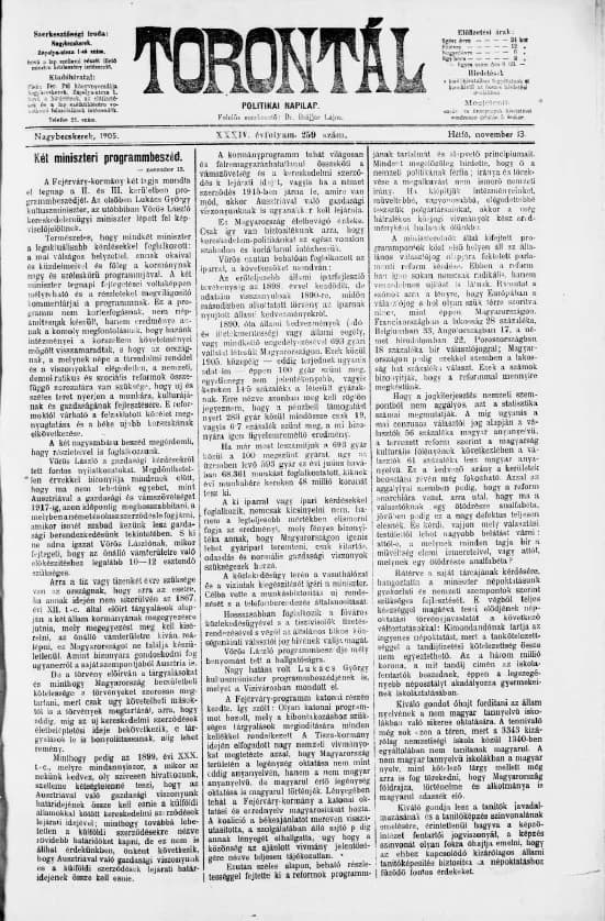 Torontál, 34. évf. 1905. november 13. 259. sz.