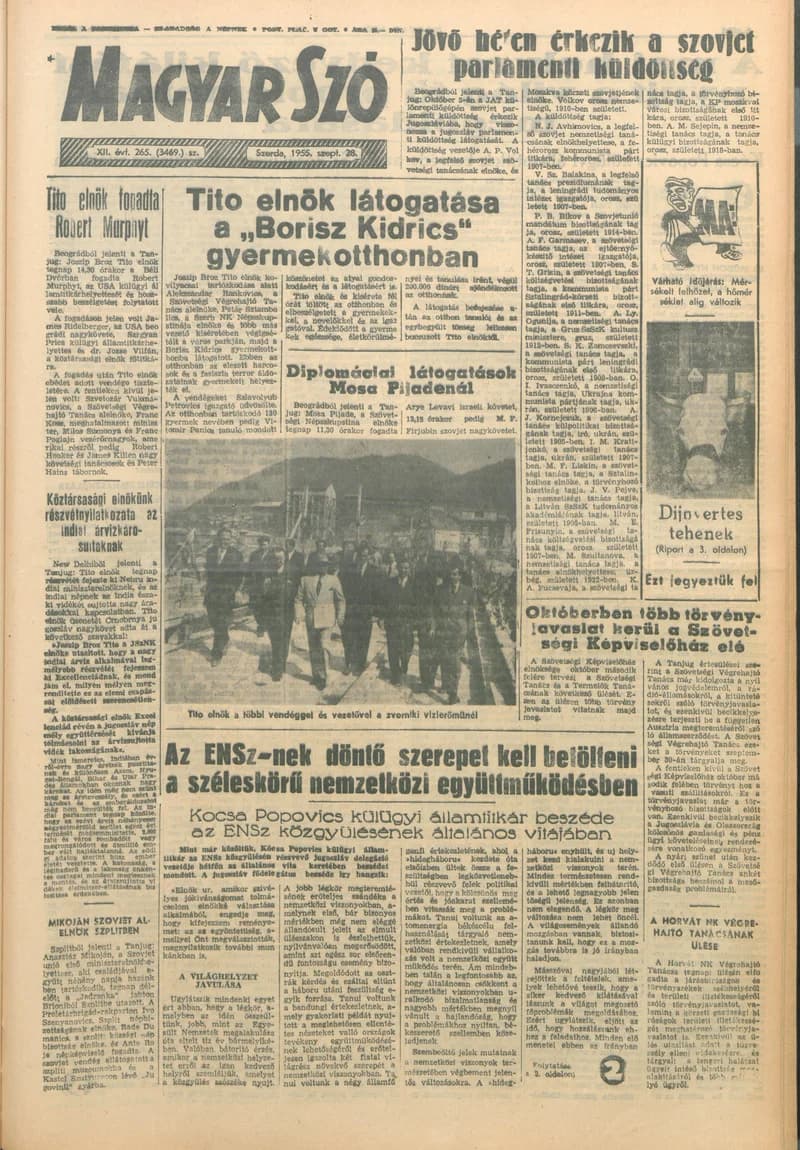 Magyar Szó, 12. évf. 1955. szeptember 28. 265. sz. 1–8. oldal