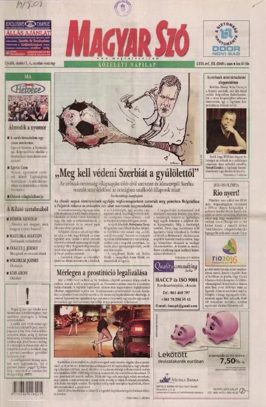 Magyar Szó, 66. évf. 2009. október 3. – 4. 231. sz. 1–24. oldal