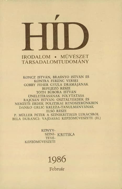 Híd, 50. évf. 1986. február. 2. sz. 153–304. oldal