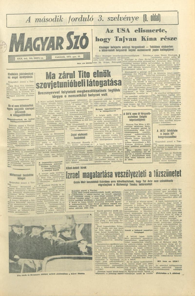 Magyar Szó, 30. évf. 1973. november 15. 315. sz.