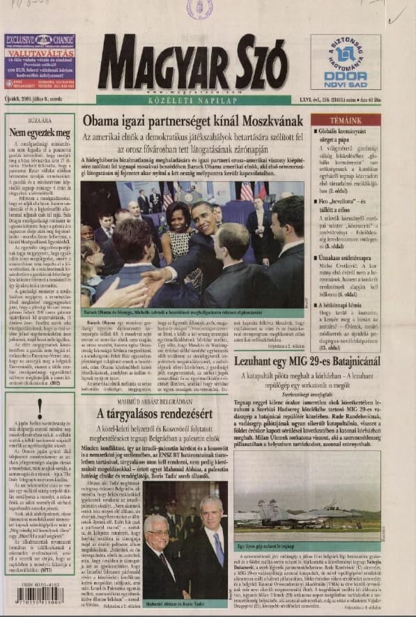 Magyar Szó, 66. évf. 2009. július 8. 156. sz. 1–16. oldal
