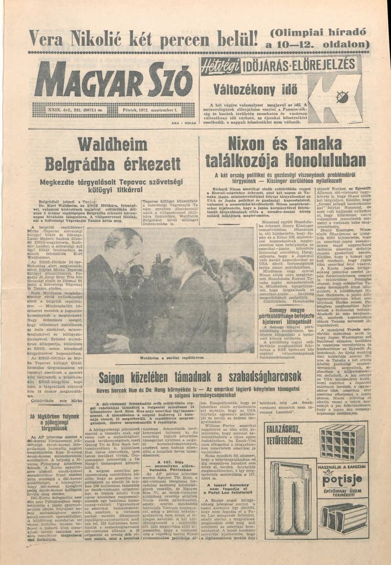 Magyar Szó, 29. évf. 1972. szeptember 1. 241. sz. 1–14. oldal