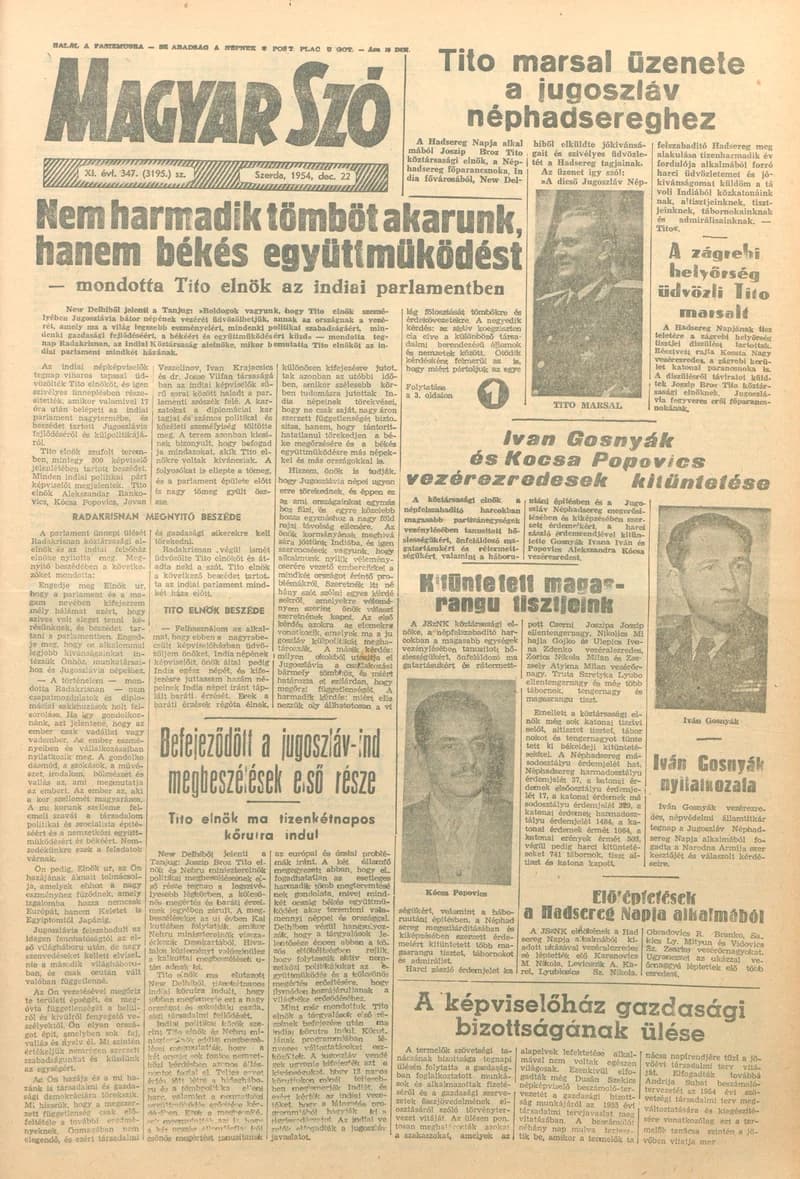 Magyar Szó, 11. évf. 1954. december 22. 347. sz. 1–8. oldal