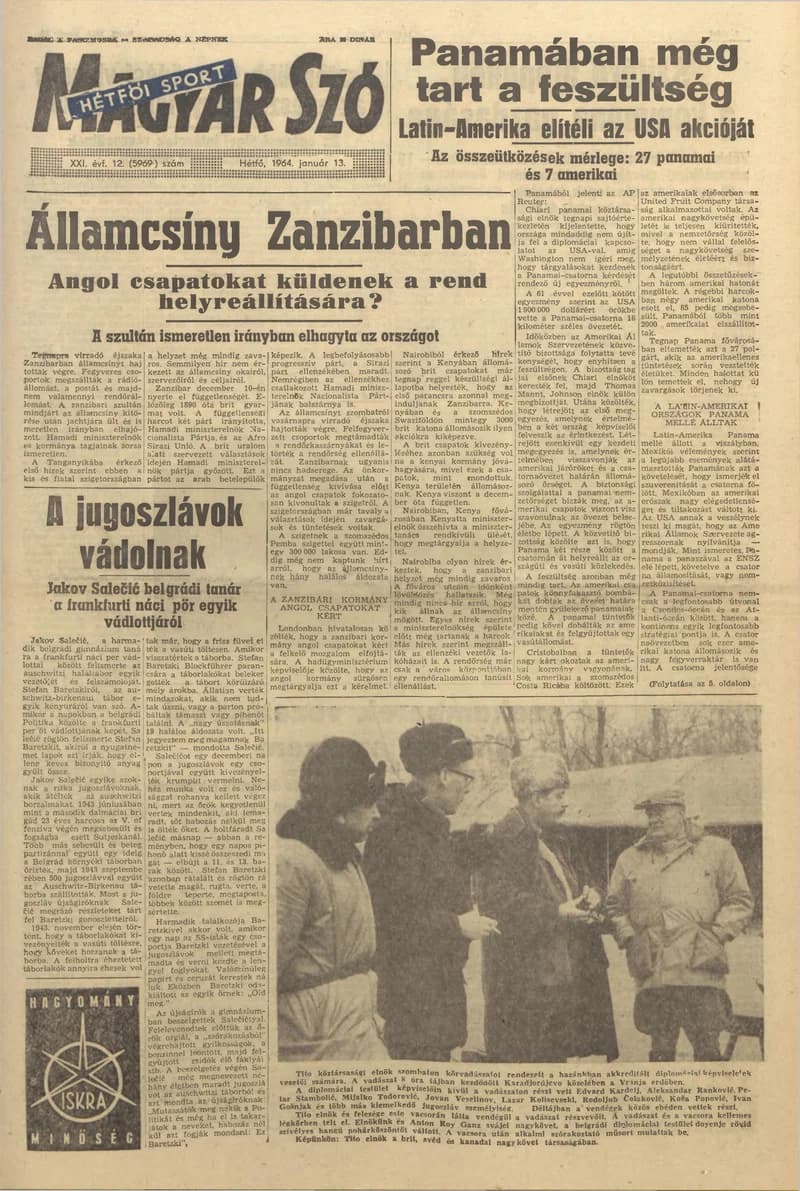 Magyar Szó, 21. évf. 1964. január 13. 12. sz. 1–16. oldal