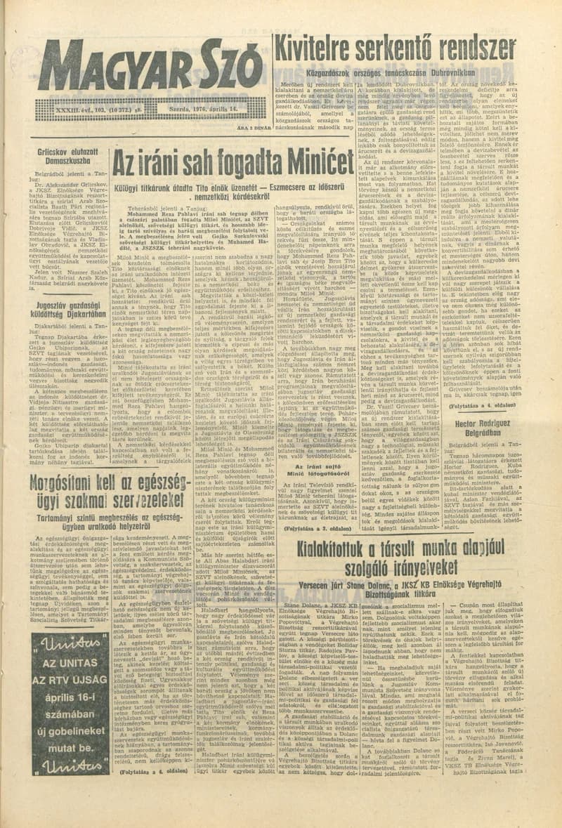 Magyar Szó, 33. évf. 1976. április 14. 103. sz. 1–20. oldal