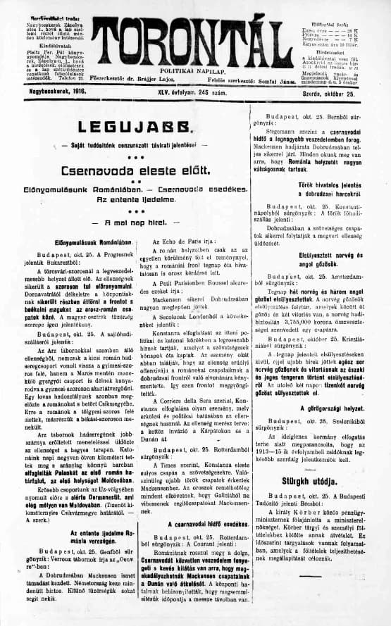 Torontál, 45. évf. 1916. október 25. 245. sz.