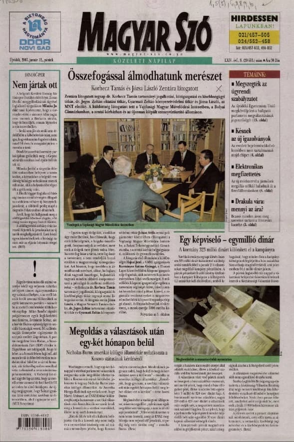 Magyar Szó, 64. évf. 2007. január 12. 9. sz. 1–20. oldal