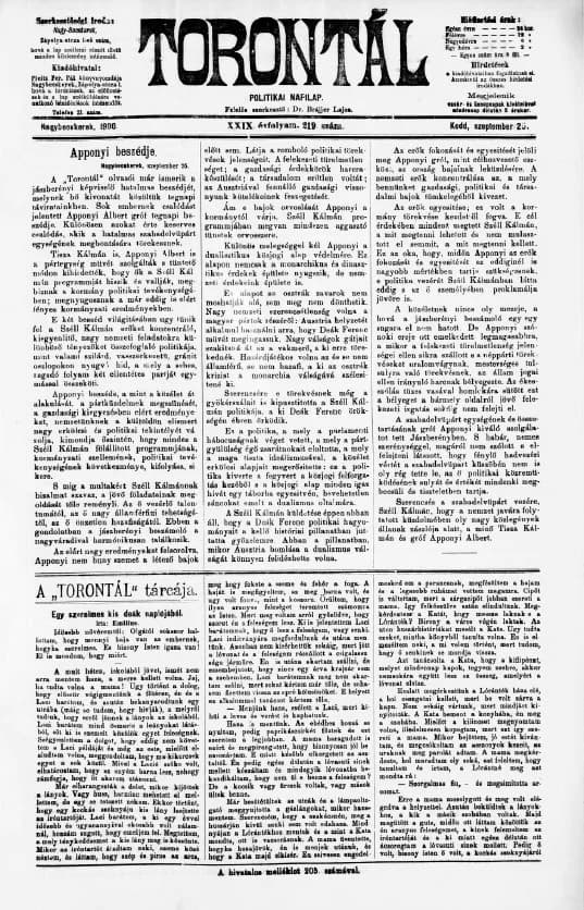 Torontál, 29. évf. 1900. szeptember 25. 219. sz.