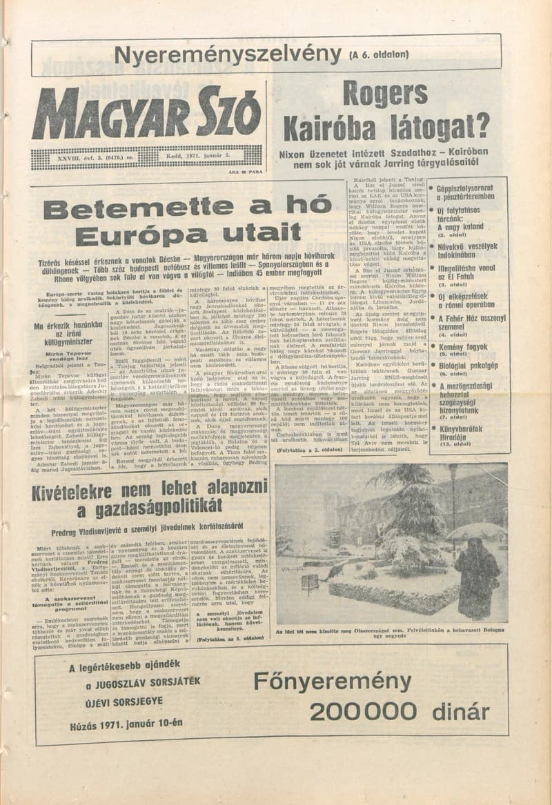 Magyar Szó, 28. évf. 1971. január 5. 3. sz. 1–16. oldal