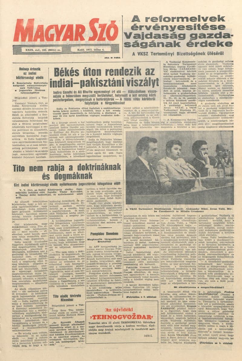 Magyar Szó, 29. évf. 1972. július 4. 182. sz. 1–20. oldal