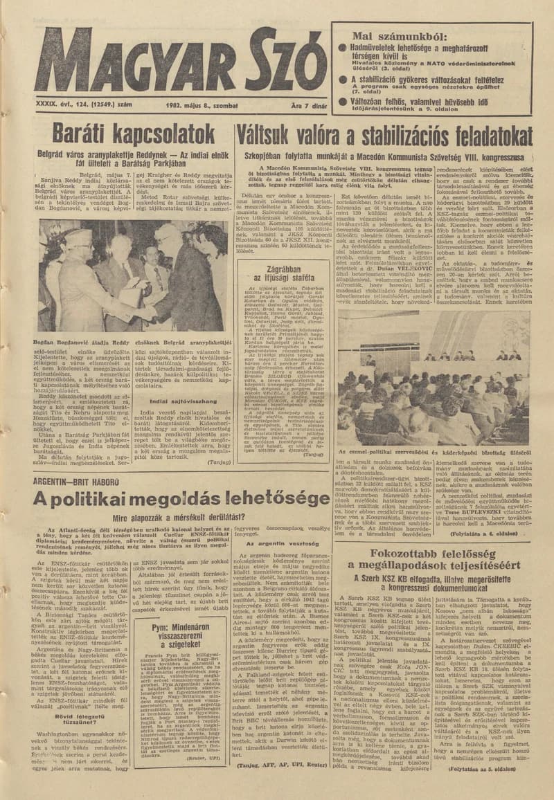 Magyar Szó, 39. évf. 1982. május 8. 124. sz. 1–24. oldal