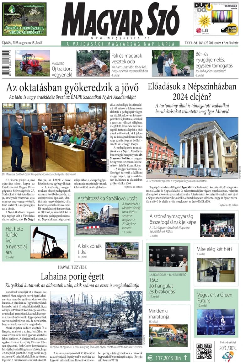 Magyar Szó, 80. évf. 2023. augusztus 15. 186. sz. 1–20. oldal