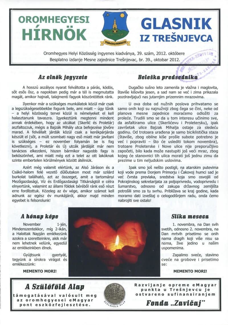 Oromhegyesi Hínök 2012. október. 39. sz.