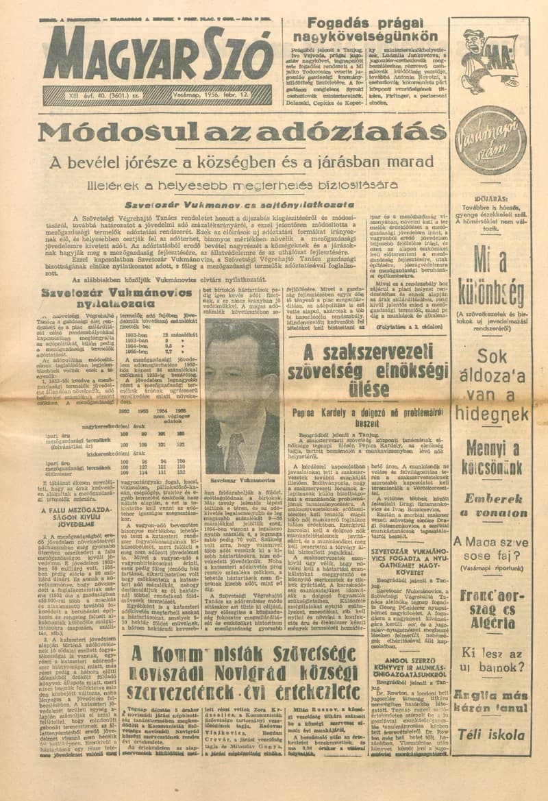 Magyar Szó, 13. évf. 1956. február 12. 40. sz. 1–20. oldal