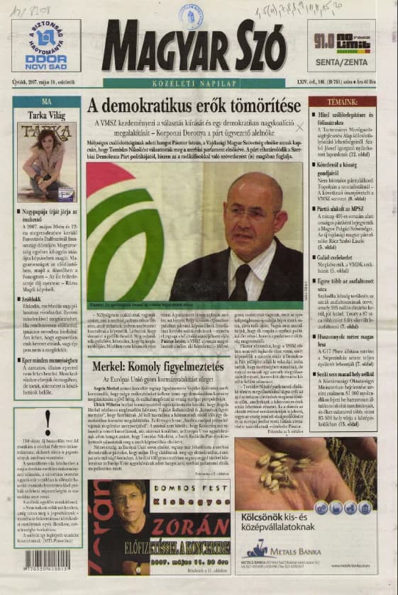 Magyar Szó, 64. évf. 2007. május 10. 106. sz. 1–20. oldal