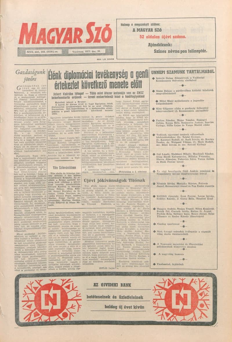 Magyar Szó, 30. évf. 1973. december 30. 358. sz.