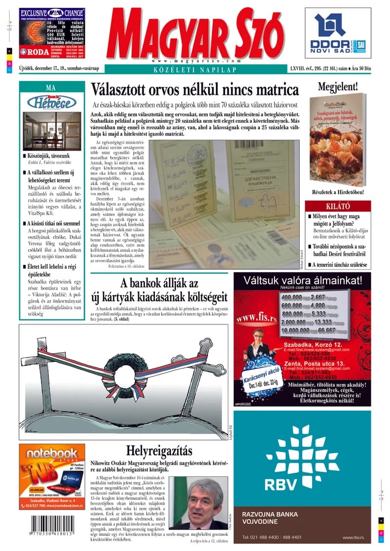 Magyar Szó 2011. december 17. – 18. 295. sz. 1–48. oldal