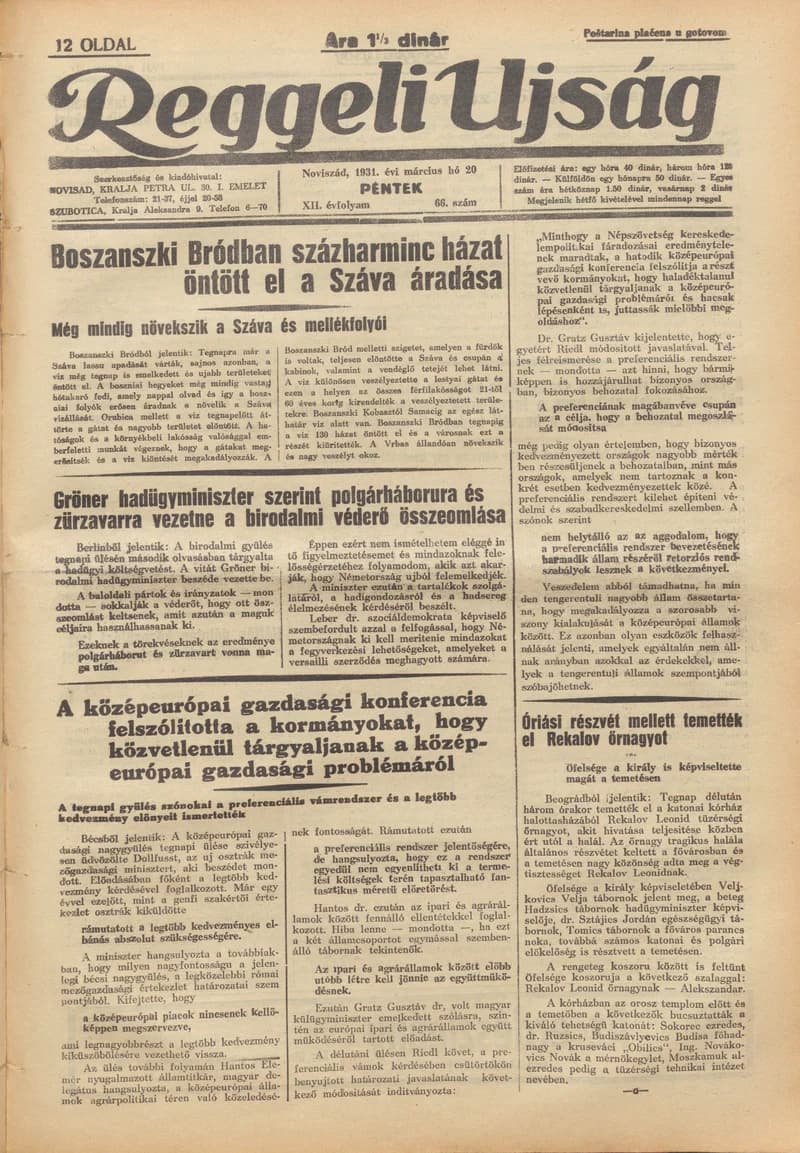 Reggeli Újság, 12. évf. 1931. március 20. 66. sz.