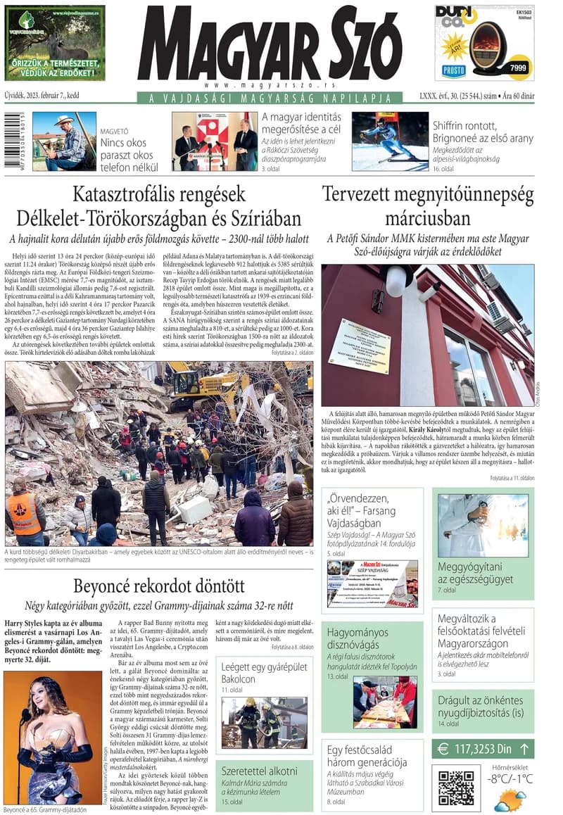 Magyar Szó, 80. évf. 2023. február 7. 30. sz. 1–20. oldal