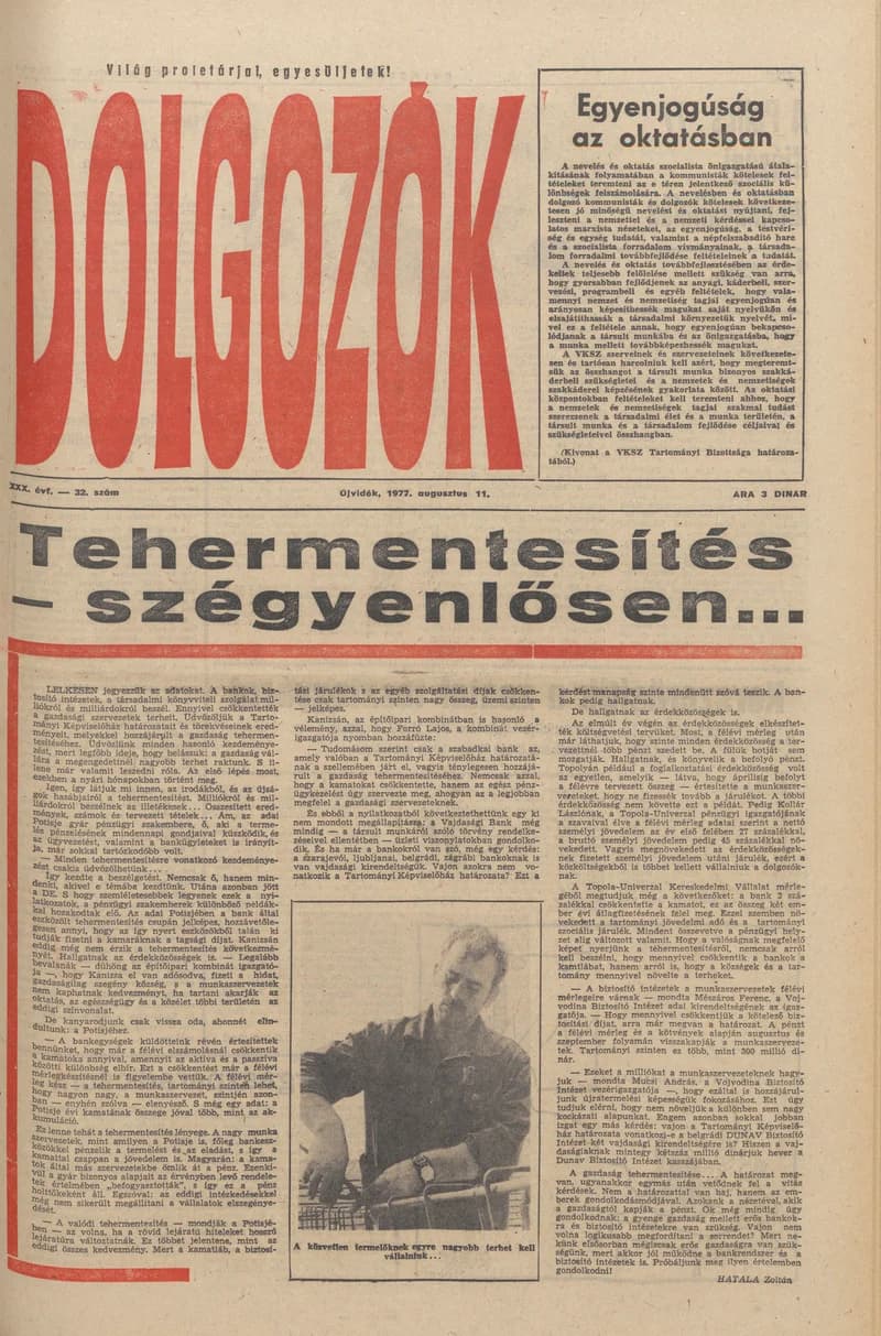 Dolgozók, 31. évf. 1977. augusztus 11. 32. sz.