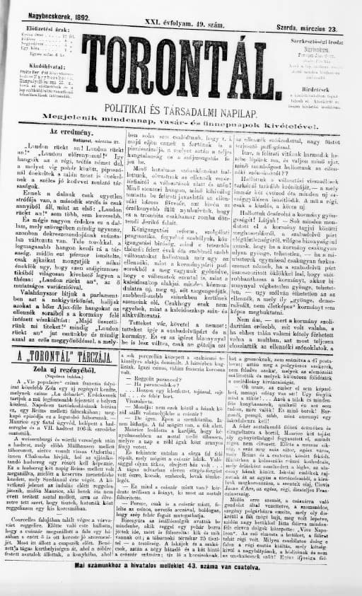 Torontál, 21. évf. 1892. március 23. 49. sz.