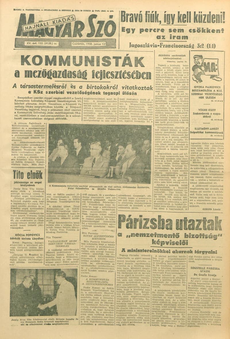 Magyar Szó, 15. évf. 1958. június 12. 152. sz. 1–16. oldal