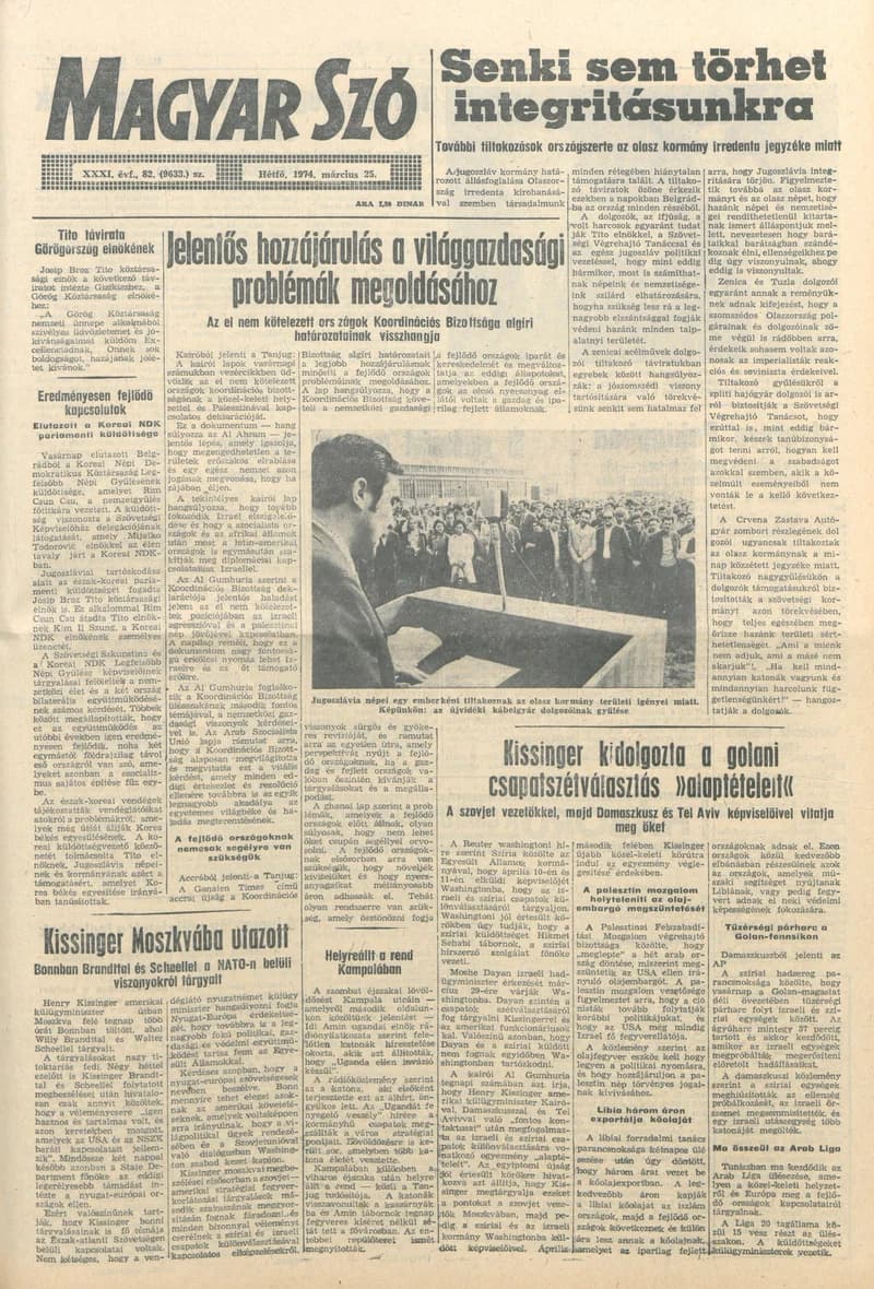Magyar Szó, 31. évf. 1974. március 25. 82. sz. 1–6. oldal
