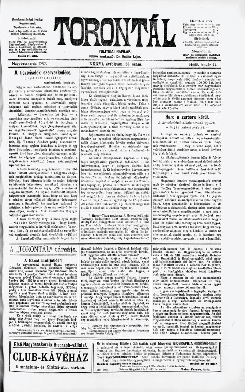Torontál, 36. évf. 1907. január 28. 23. sz.