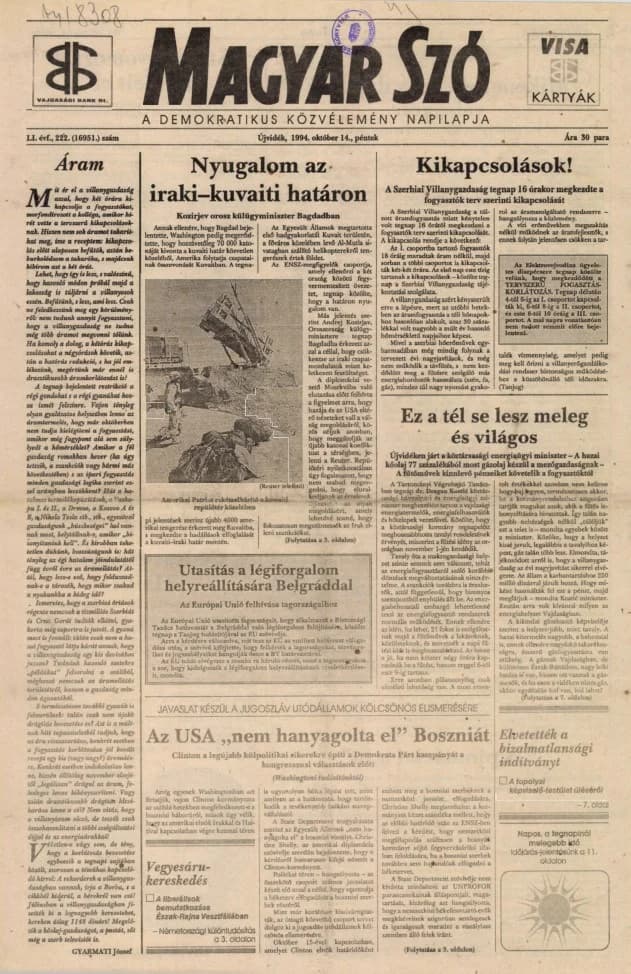 Magyar Szó, 51. évf. 1994. október 14. 222. sz. 1–16. oldal