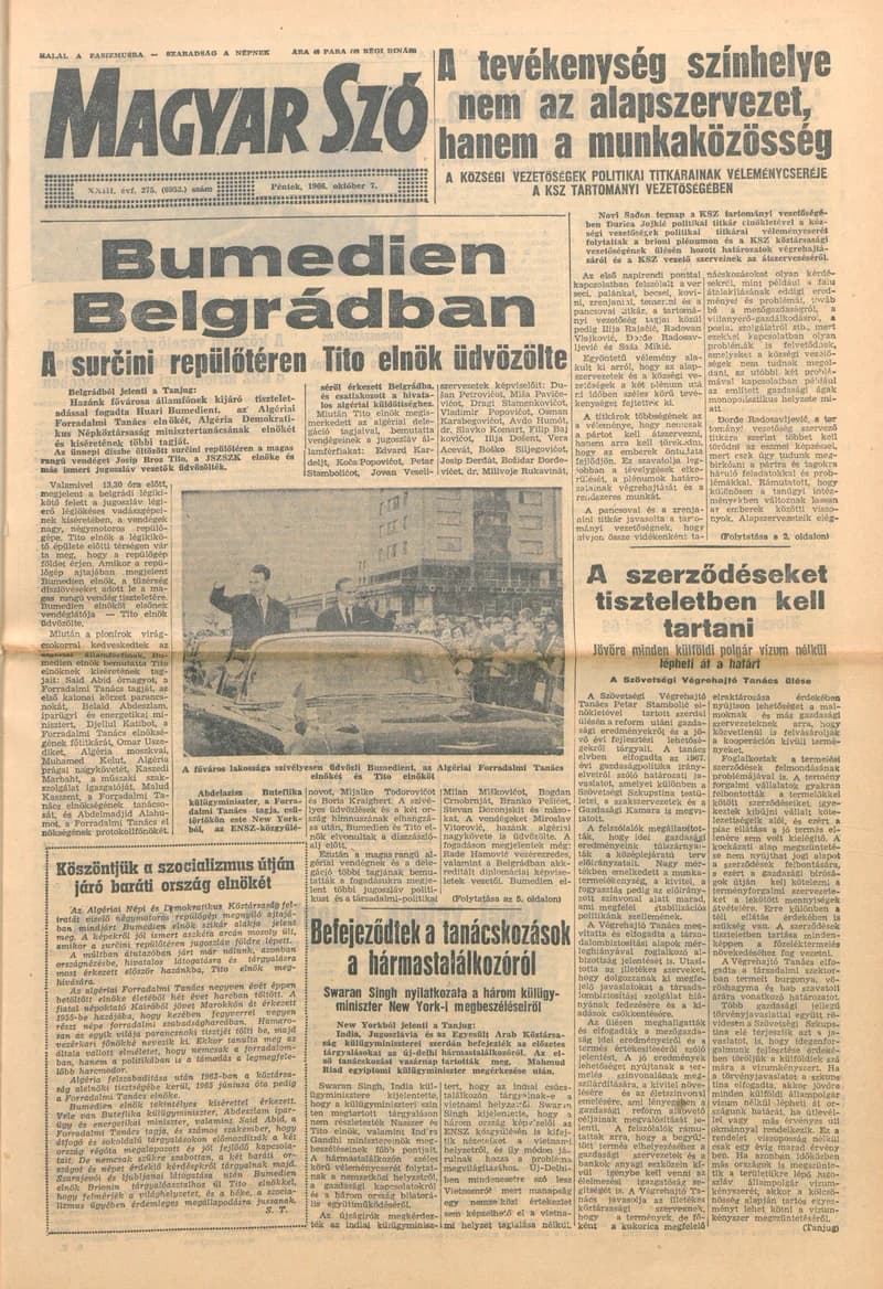 Magyar Szó, 23. évf. 1966. október 7. 275. sz.